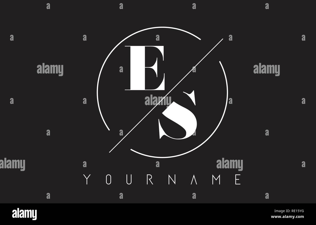 ES Letter Logo with Cutted and Intersected Design and Round Frame ...