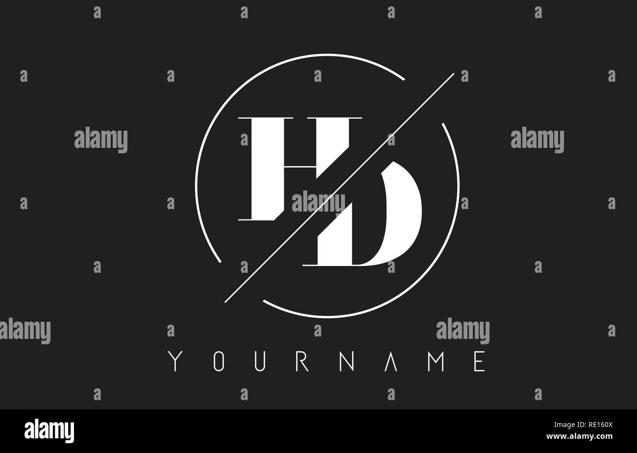 HD Letter Logo with Cutted and Intersected Design and Round Frame ...