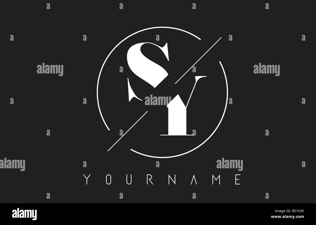 SY Letter Logo with Cutted and Intersected Design and Round Frame ...