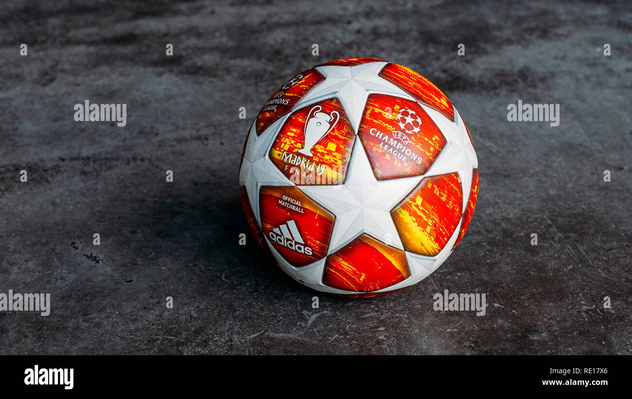 19.1.2019, Adidas Madrid Finale19, Official match ball of the Champions  League final of the season 2018/19 in the Wanda Metropolitano Stadium Madrid,  Spain Stock Photo - Alamy