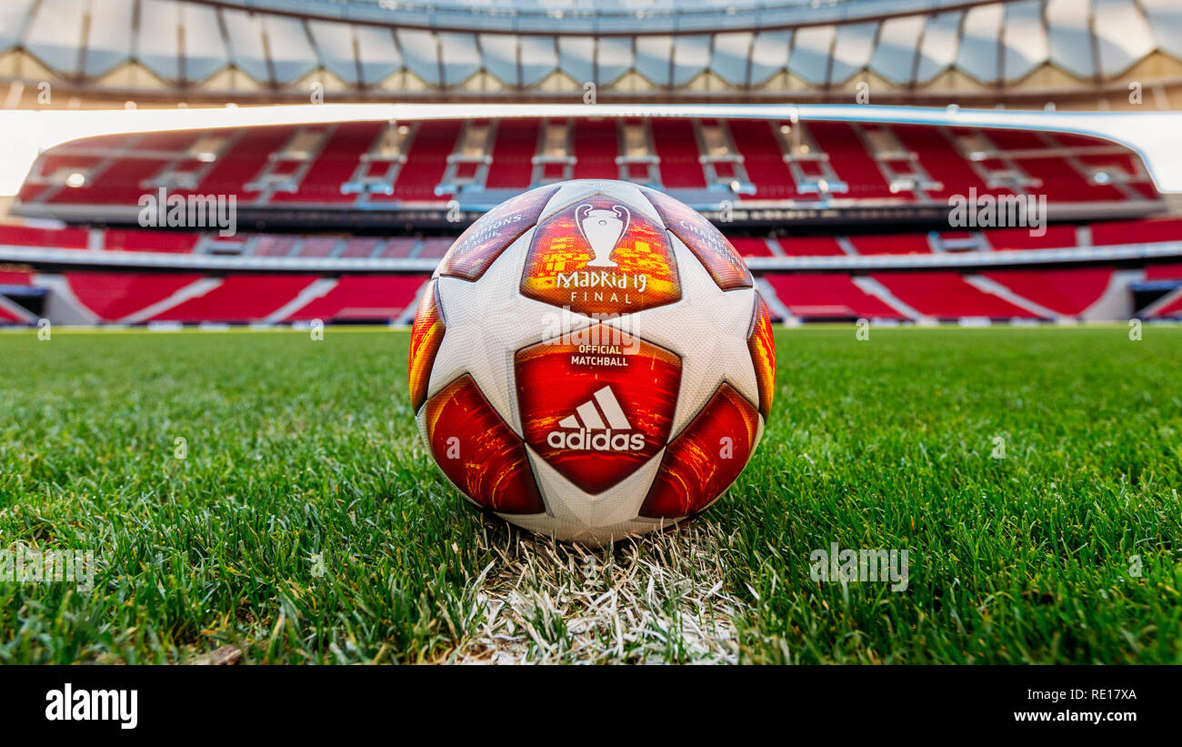 19.1.2019, Adidas Madrid Finale19, Official match ball of the Champions  League final of the season 2018/19 in the Wanda Metropolitano Stadium  Madrid, Spain Stock Photo - Alamy