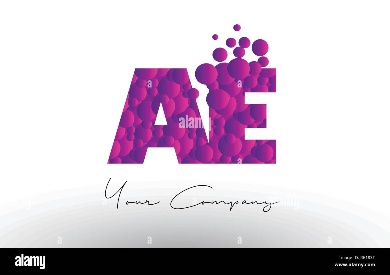 AE A D Dots Letter Logo with Purple Pink Magenta Bubbles Texture Vector ...