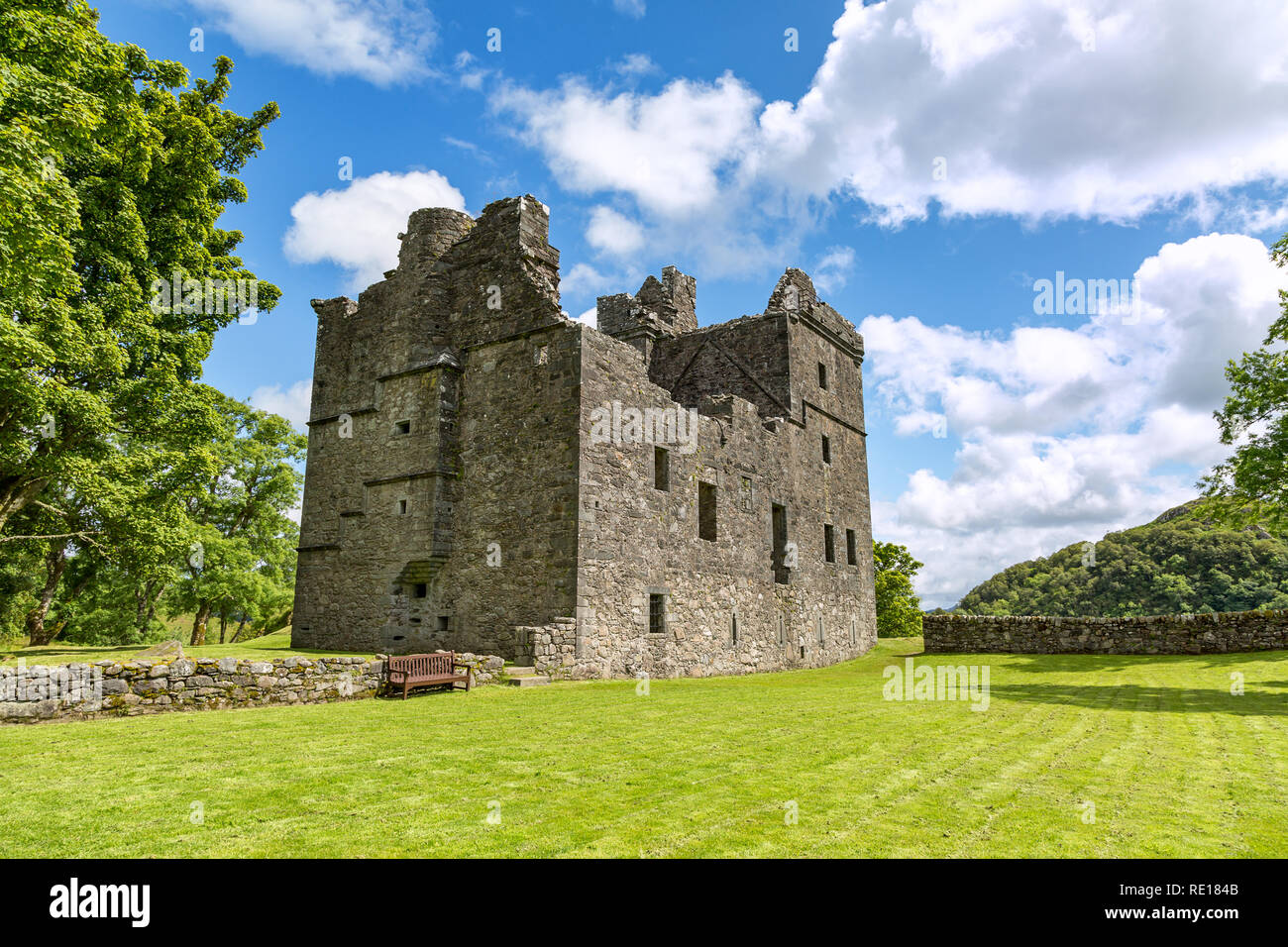 Carnasserie Castle in Kilmartin, Argyll, Scotland. Renaissance residence built in 1560. Image taken from a public position. Stock Photo