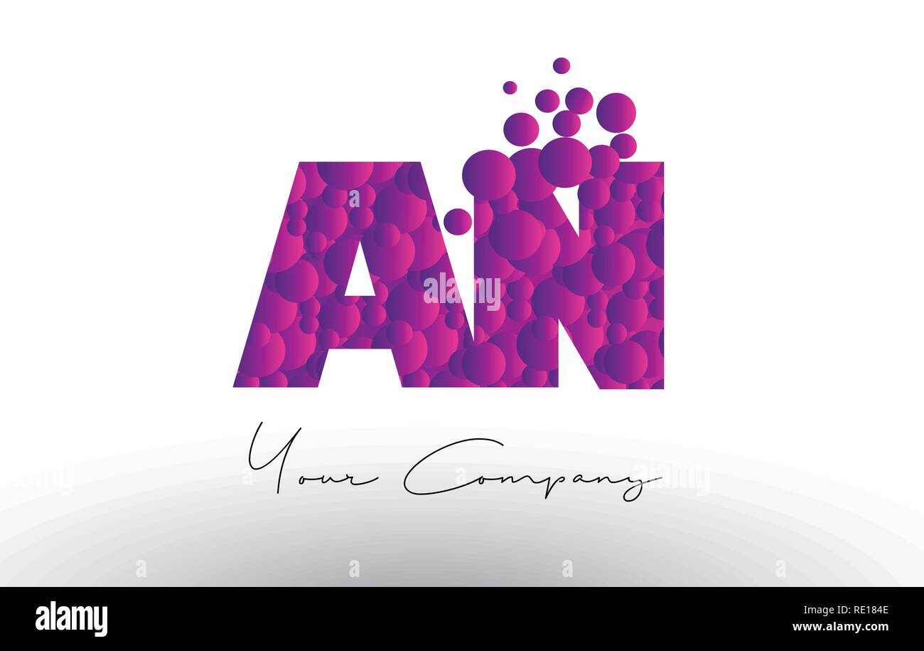 AN A N Dots Letter Logo with Purple Pink Magenta Bubbles Texture Vector ...
