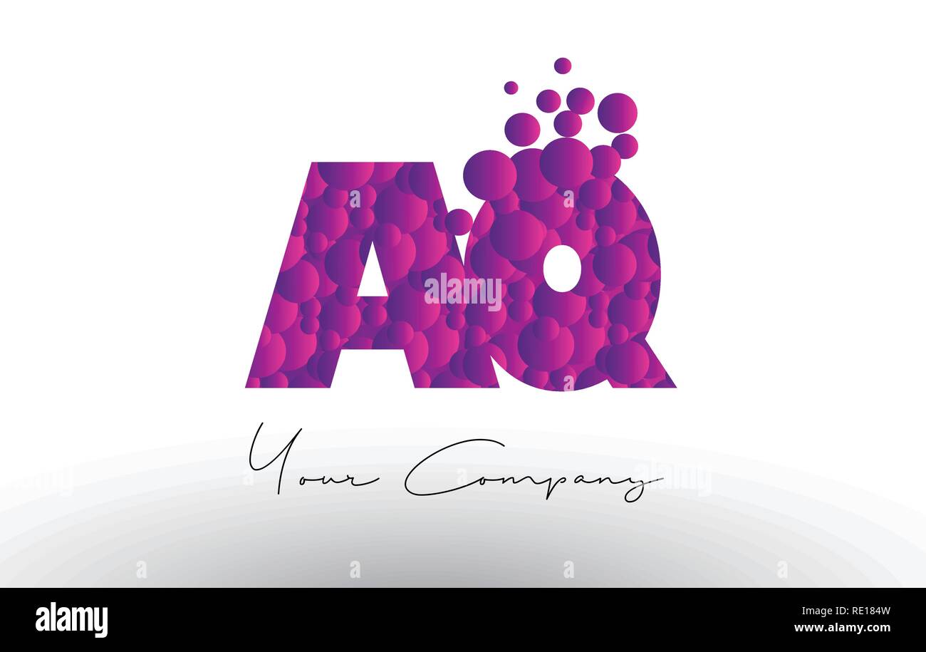 AQ A Q Dots Letter Logo with Purple Pink Magenta Bubbles Texture Vector ...