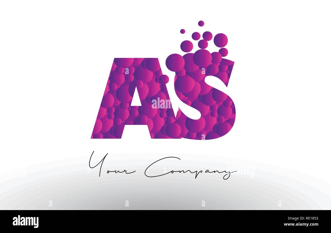 AS A S Dots Letter Logo with Purple Pink Magenta Bubbles Texture Vector ...