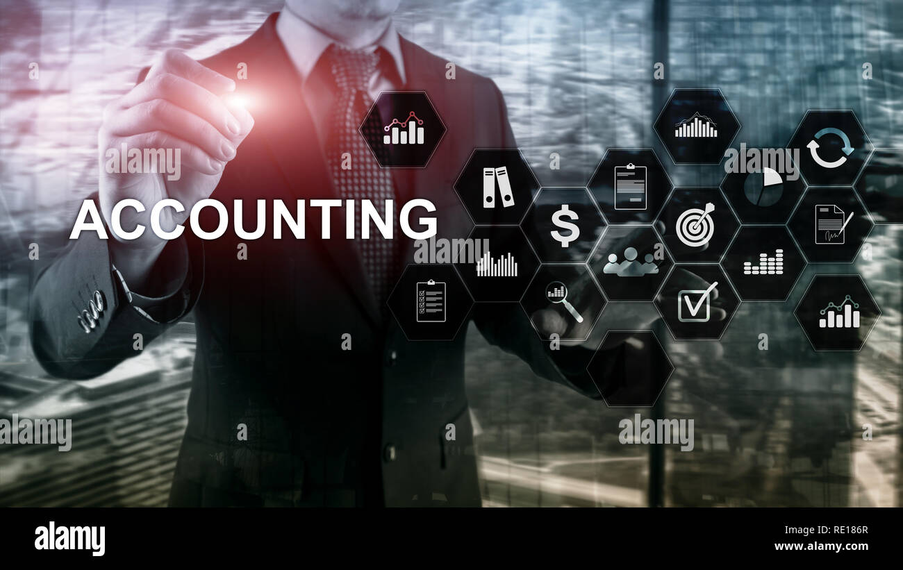 Accounting, Business and finance concept on virtual screen. Stock Photo
