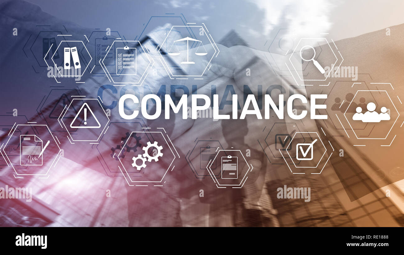 Compliance diagram with icons. Business concept on abstract background ...