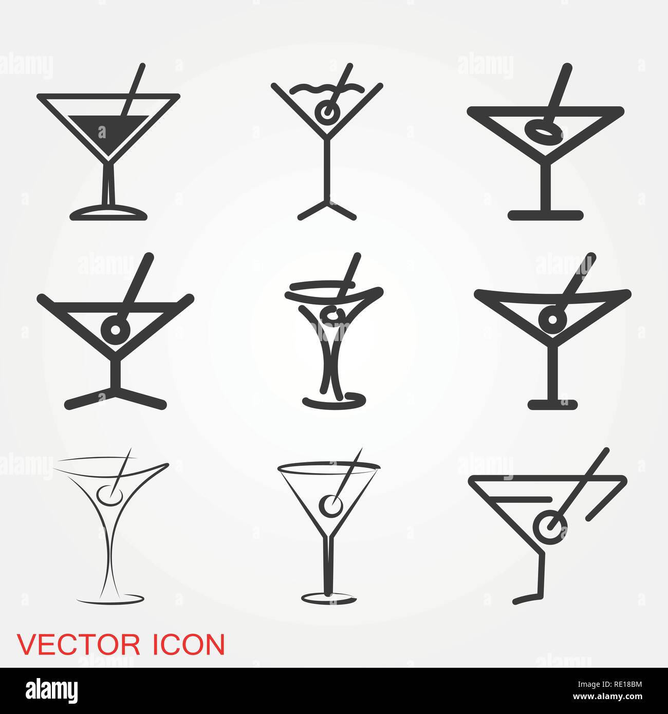 Martini icon logo, illustration, vector sign symbol for design Stock