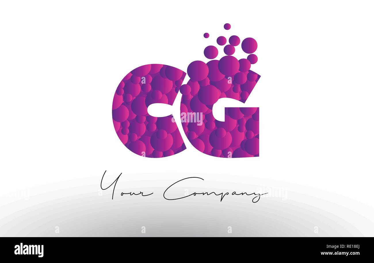 CG C G Dots Letter Logo with Purple Pink Magenta Bubbles Texture Vector ...