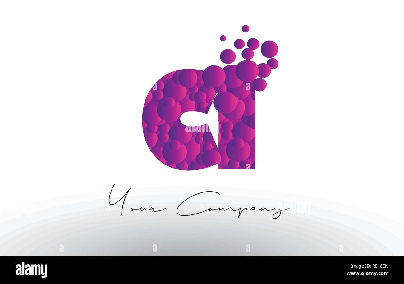 CI C I Dots Letter Logo with Purple Pink Magenta Bubbles Texture Vector ...