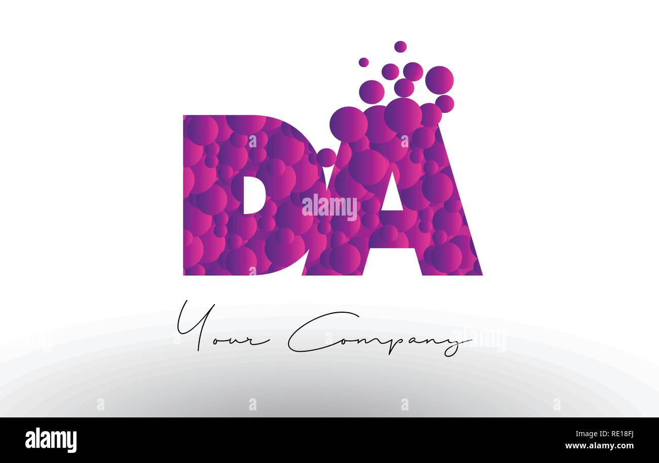 DA D A Dots Letter Logo with Purple Pink Magenta Bubbles Texture Vector ...
