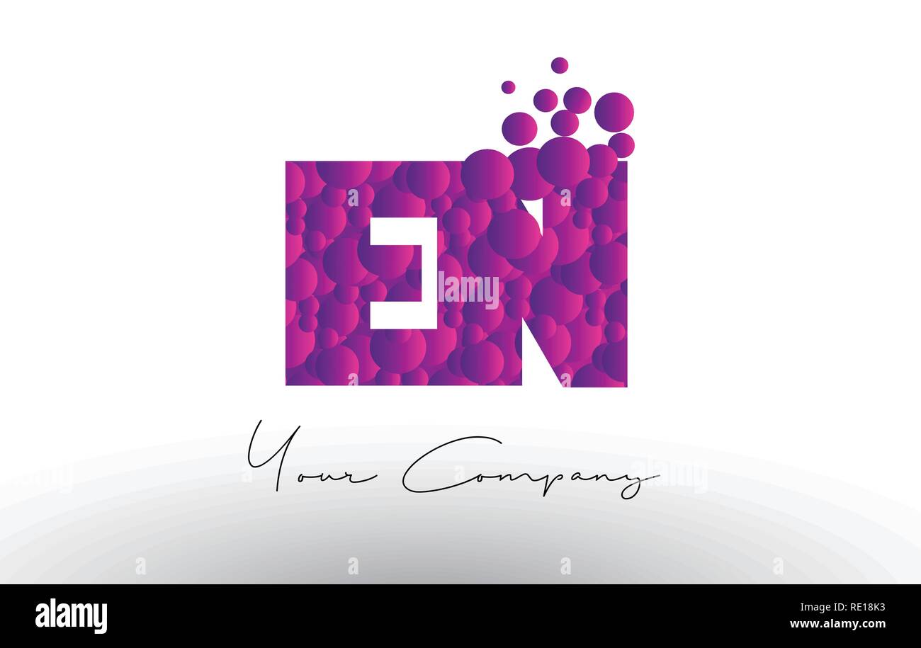 EN E N Dots Letter Logo with Purple Pink Magenta Bubbles Texture Vector ...
