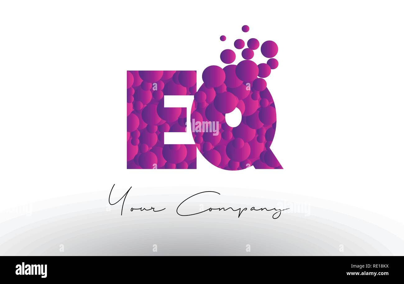 EQ E Q Dots Letter Logo with Purple Pink Magenta Bubbles Texture Vector ...