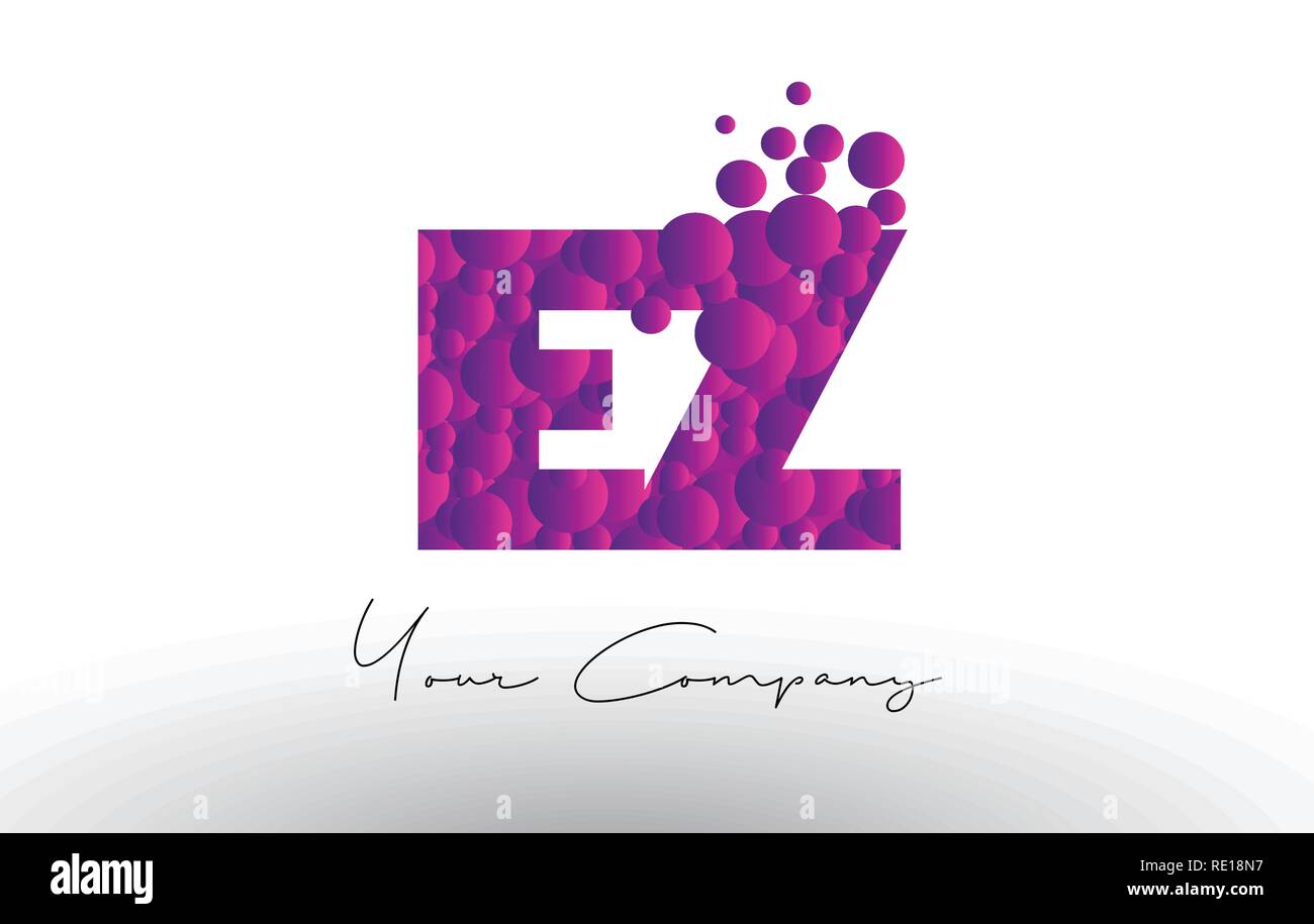 EZ E Z Dots Letter Logo with Purple Pink Magenta Bubbles Texture Vector ...
