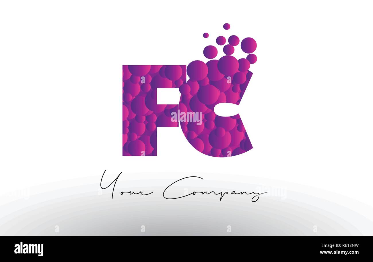 FC F C Dots Letter Logo with Purple Pink Magenta Bubbles Texture Vector ...