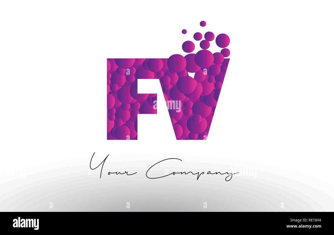 FV F V Dots Letter Logo with Purple Pink Magenta Bubbles Texture Vector ...
