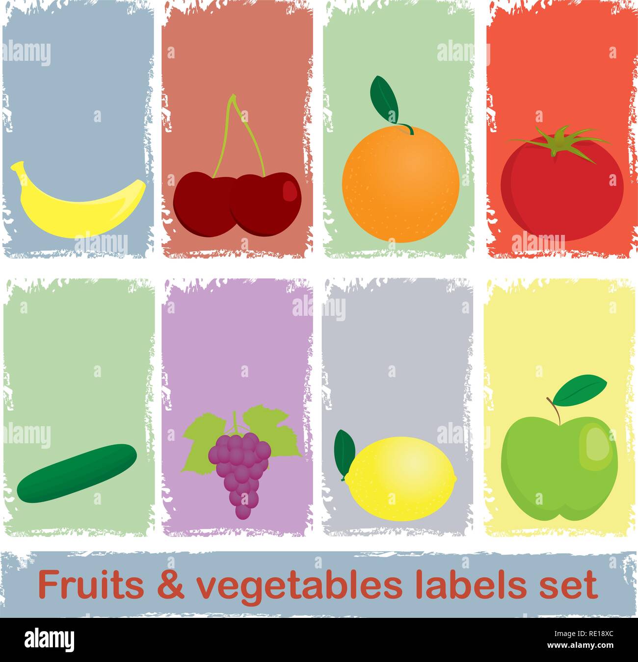 Fruits and vegetables labels set Stock Vector Image & Art Alamy
