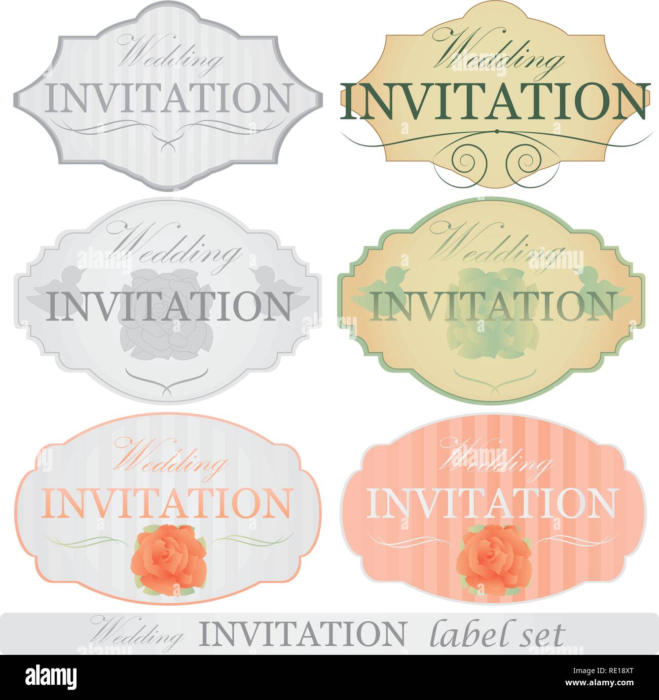 Wedding invitation labels set Stock Vector Image Art Alamy