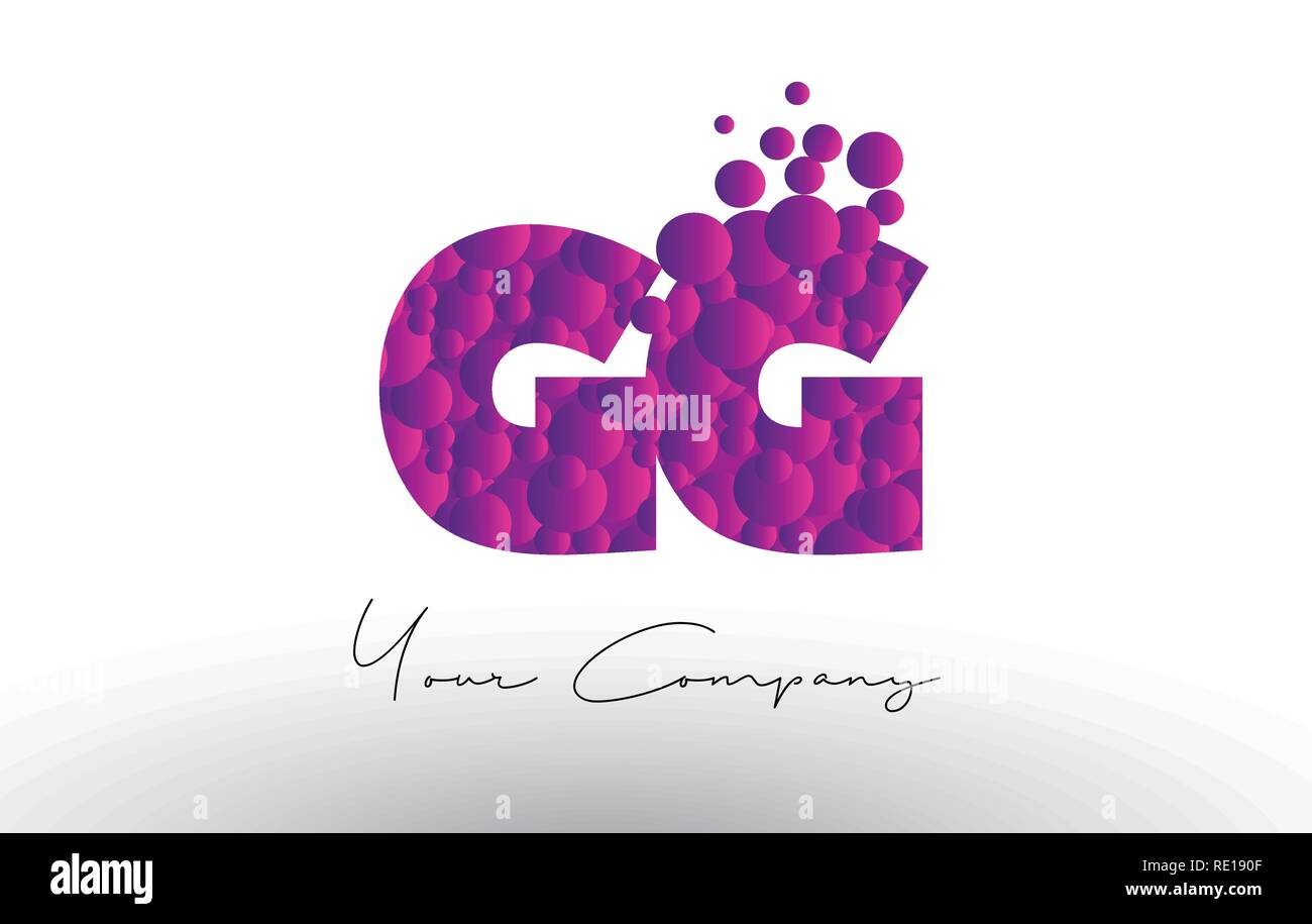 gg-g-g-dots-letter-logo-with-purple-pink-magenta-bubbles-texture-vector