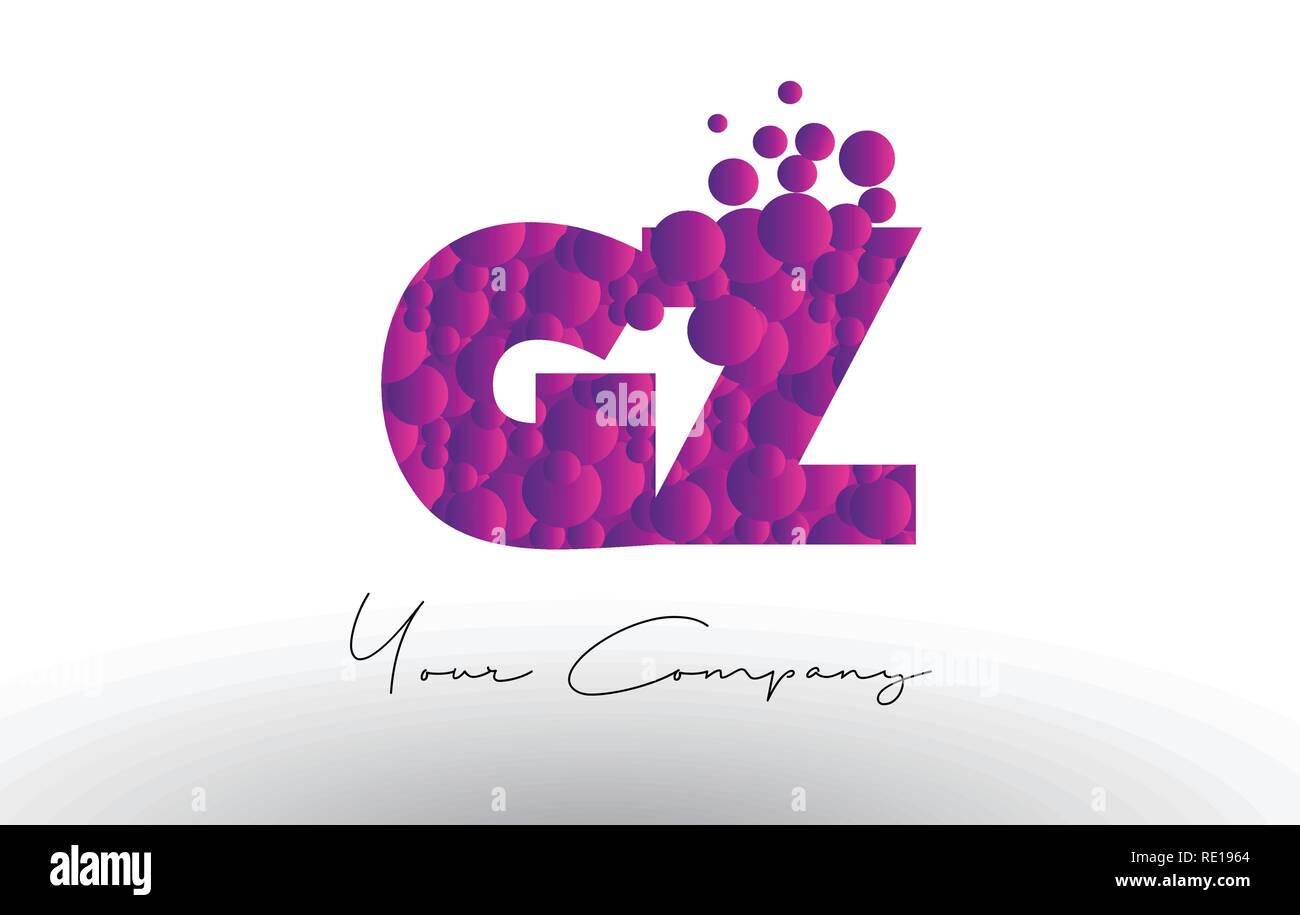 GZ G Z Dots Letter Logo with Purple Pink Magenta Bubbles Texture Vector ...