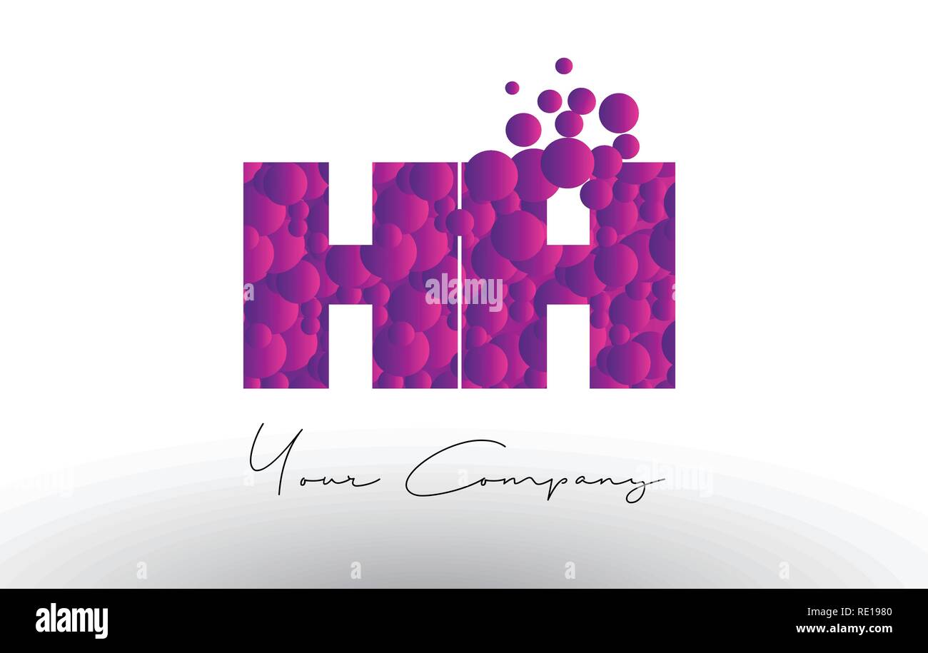 HH H H Dots Letter Logo with Purple Pink Magenta Bubbles Texture Vector ...