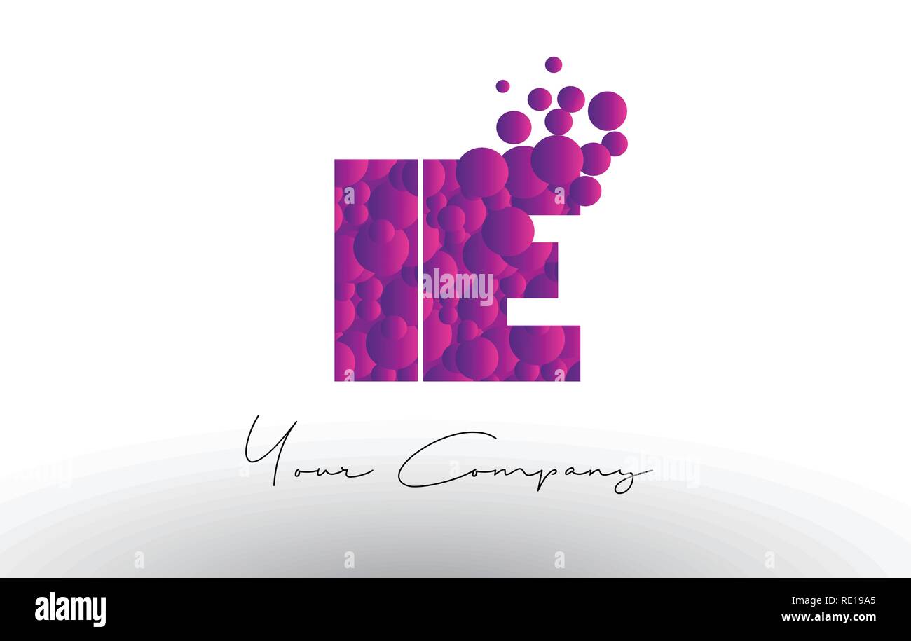 IE I E Dots Letter Logo with Purple Pink Magenta Bubbles Texture Vector ...