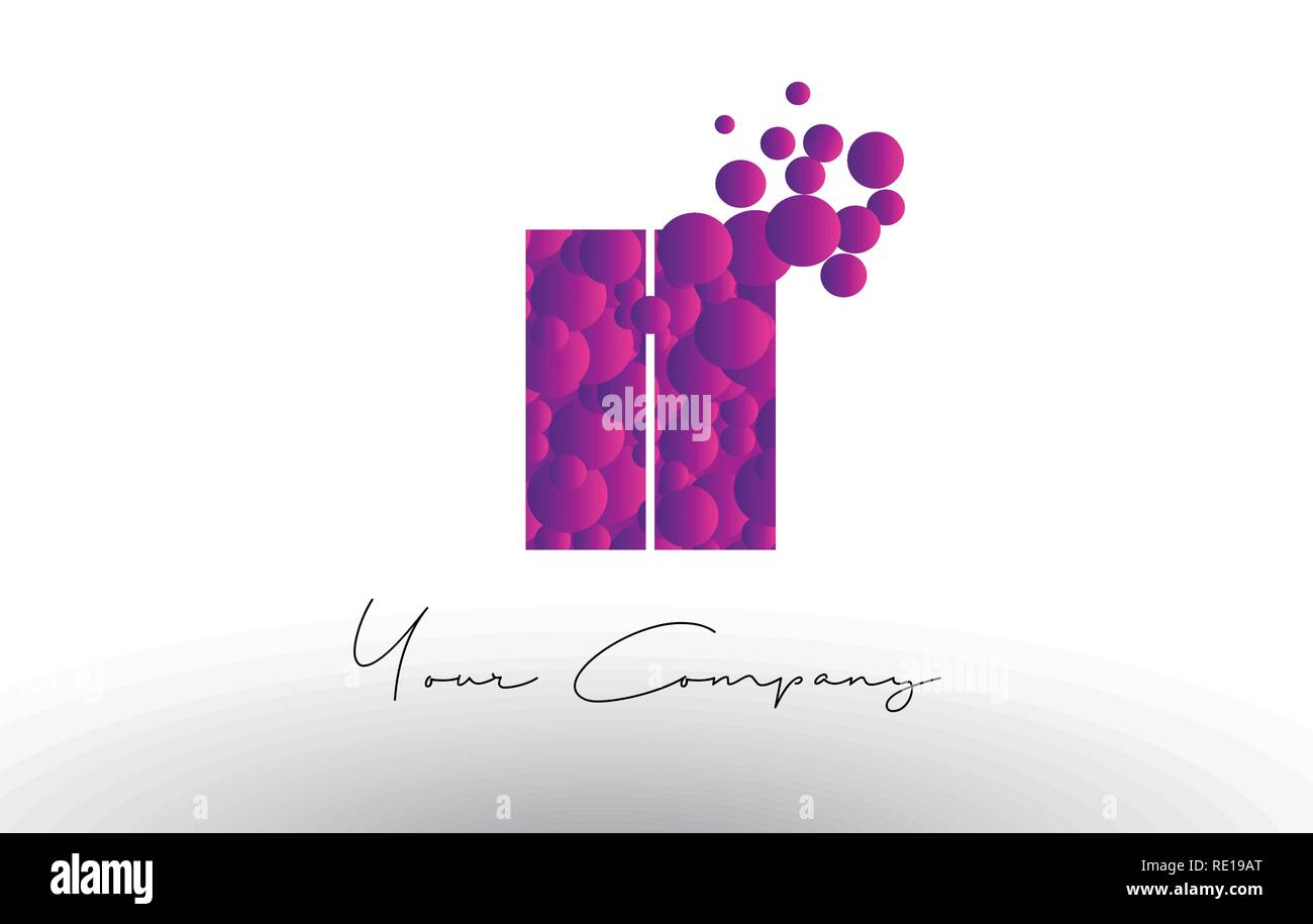 II I I Dots Letter Logo with Purple Pink Magenta Bubbles Texture Vector ...