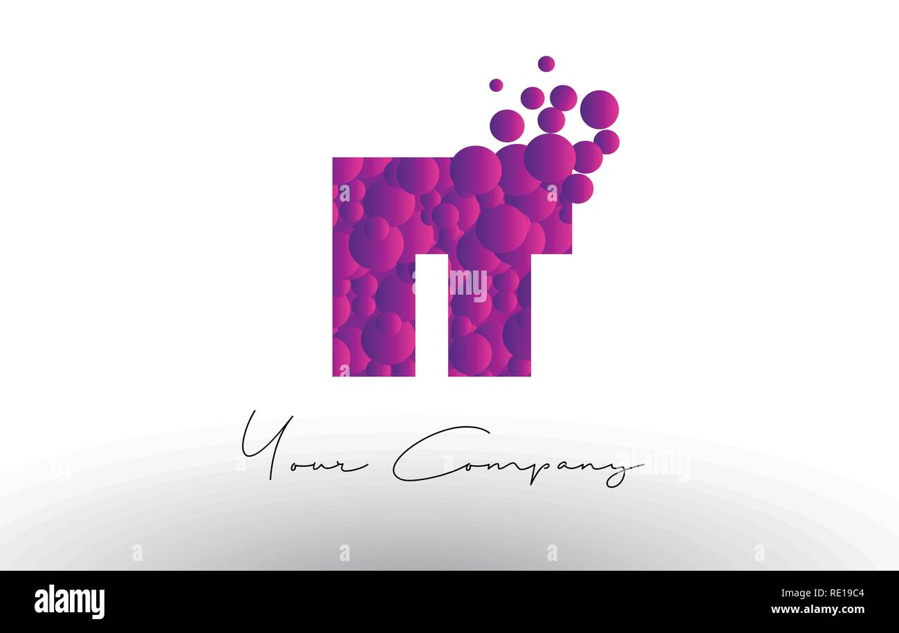 IT I T Dots Letter Logo with Purple Pink Magenta Bubbles Texture Vector ...