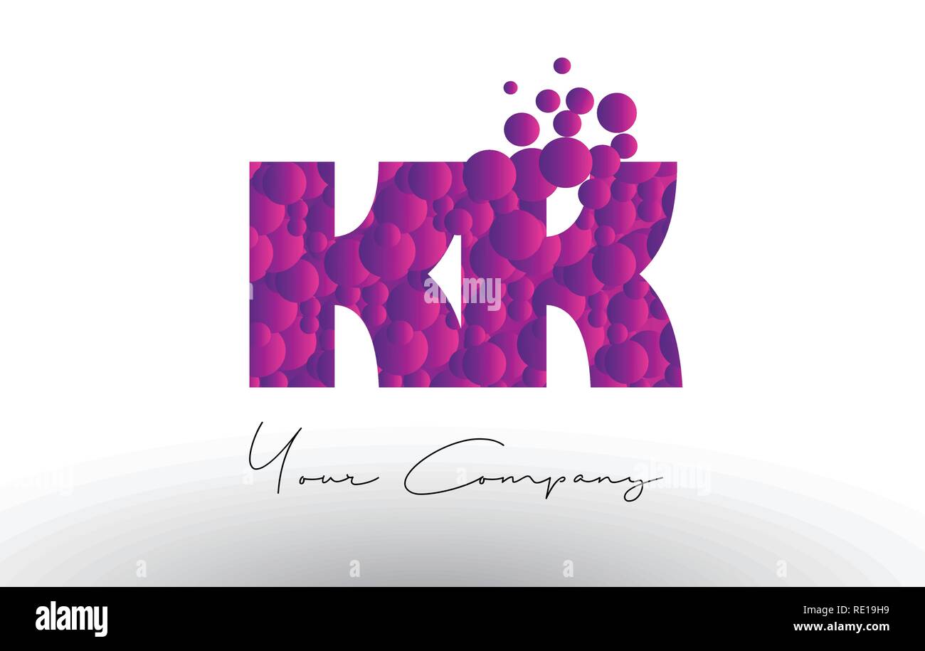 KK K K Dots Letter Logo with Purple Pink Magenta Bubbles Texture Vector ...