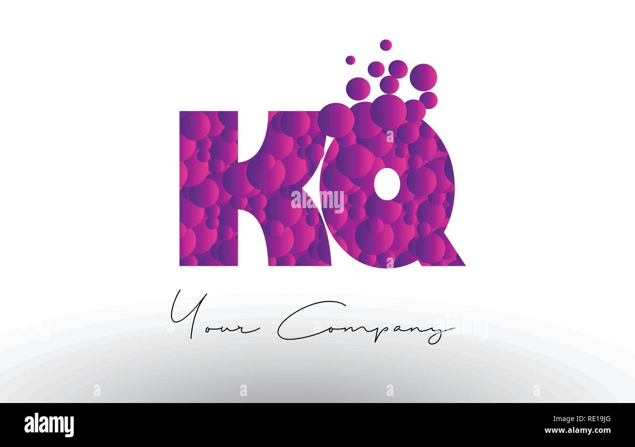 KQ K Q Dots Letter Logo with Purple Pink Magenta Bubbles Texture Vector ...