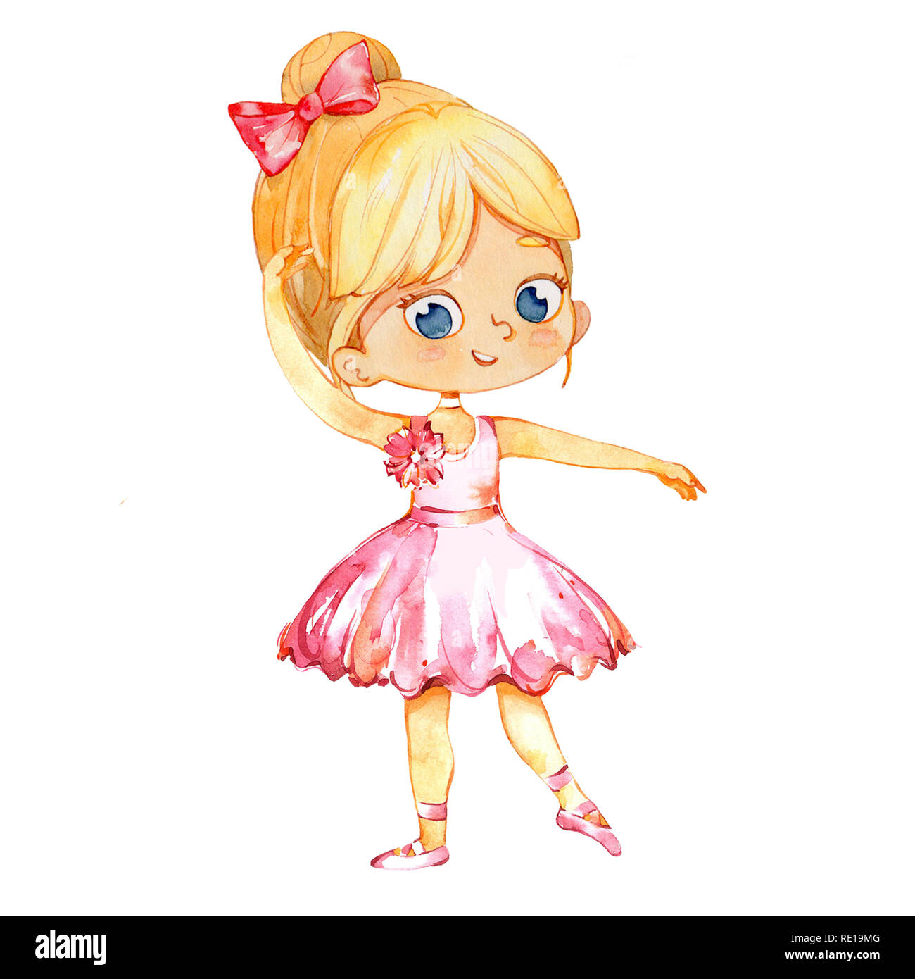 Blond Ballerina Princess Character Dancer Girl. Cute Child Girl wear pink  Tutu Costume Training in School Class. Baby Ballet Poster Design Concept  Watercolor Illustration. Isolated Stock Photo - Alamy