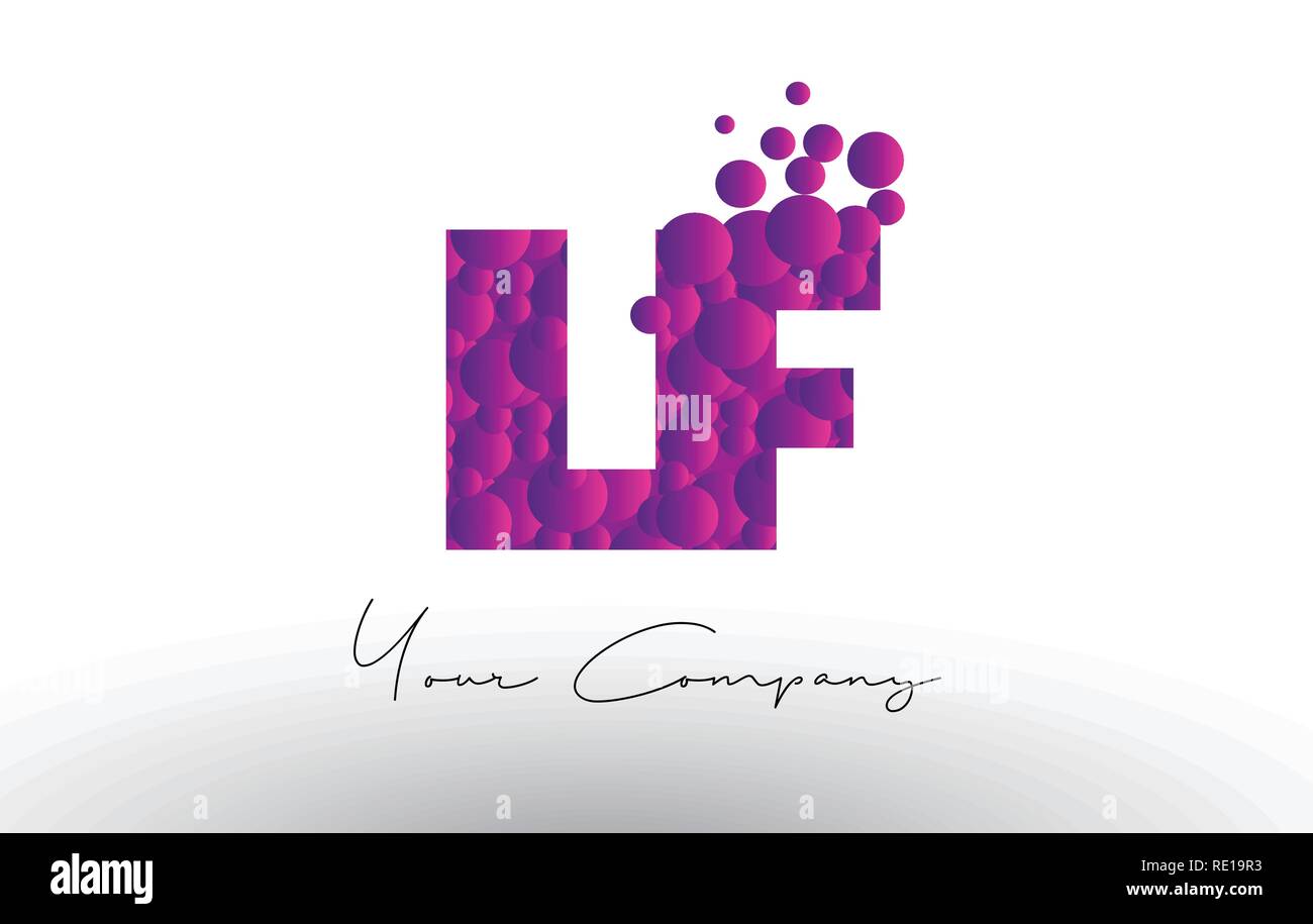 LF L F Dots Letter Logo with Purple Pink Magenta Bubbles Texture Vector ...
