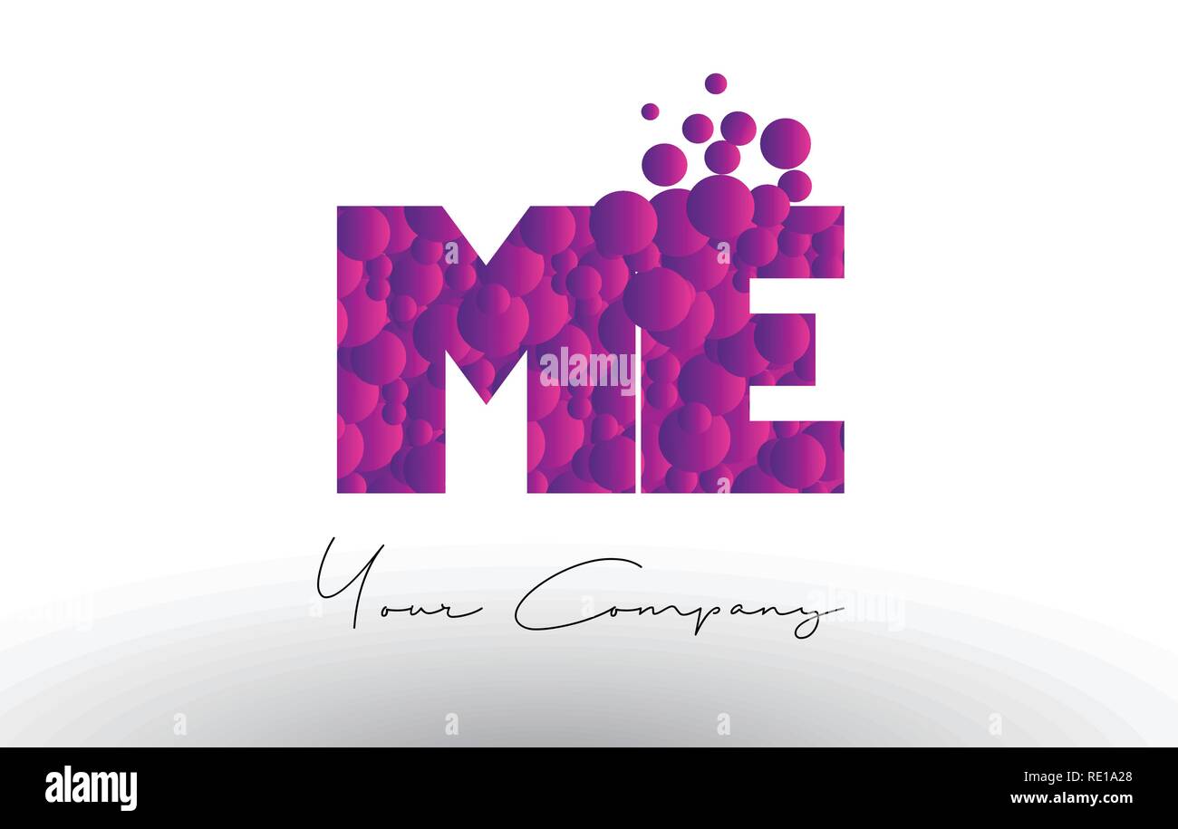 ME M E Dots Letter Logo with Purple Pink Magenta Bubbles Texture Vector ...