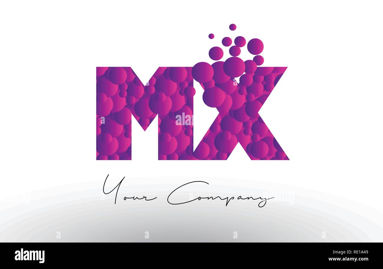 MX M X Dots Letter Logo with Purple Pink Magenta Bubbles Texture Vector ...
