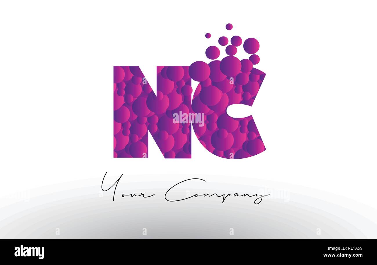 NC N C Dots Letter Logo with Purple Pink Magenta Bubbles Texture Vector ...