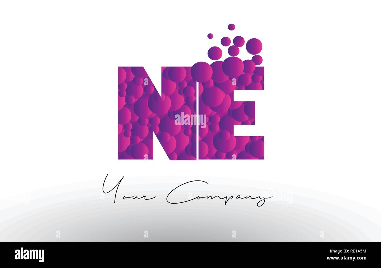 NE N E Dots Letter Logo with Purple Pink Magenta Bubbles Texture Vector ...