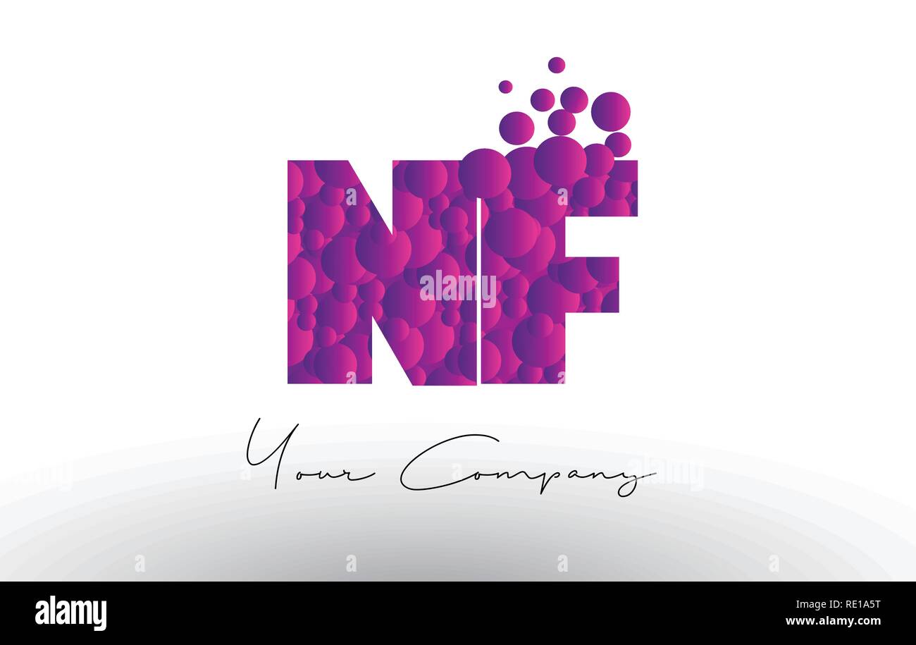 NF N F Dots Letter Logo with Purple Pink Magenta Bubbles Texture Vector ...