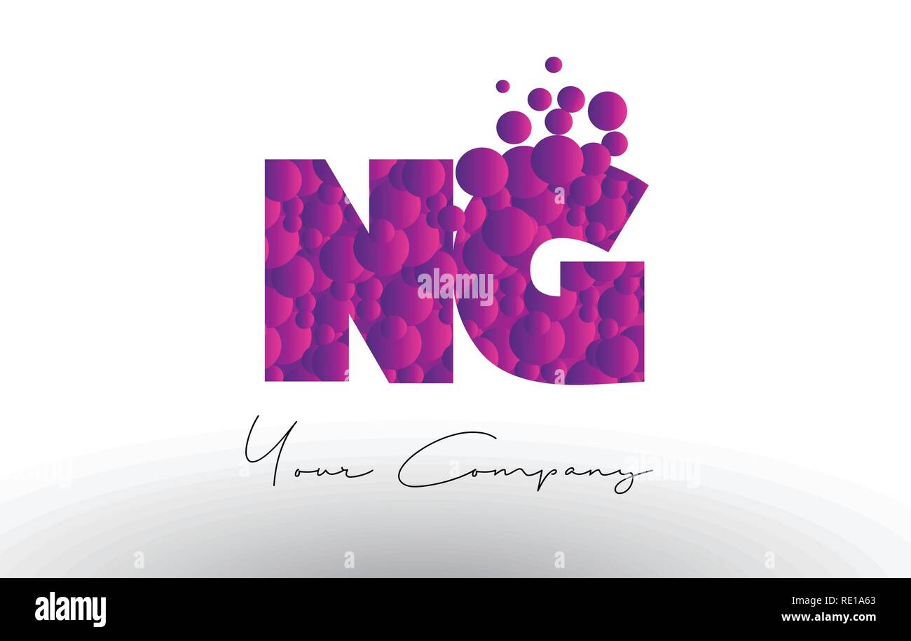 NG N G Dots Letter Logo with Purple Pink Magenta Bubbles Texture Vector ...