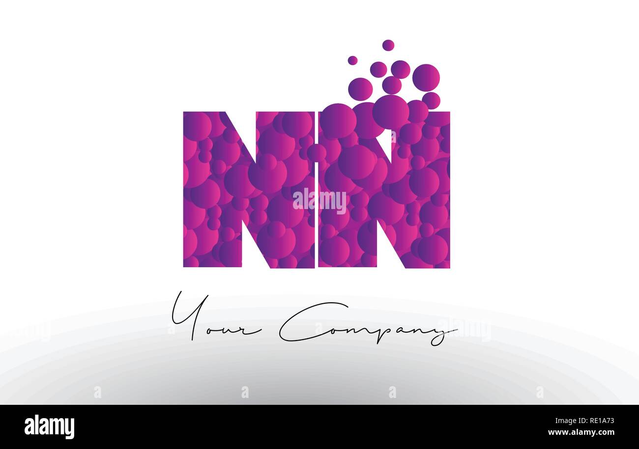 NN N Dots Letter Logo with Purple Pink Magenta Bubbles Texture Vector ...