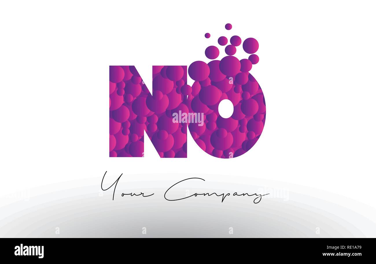 NO N O Dots Letter Logo with Purple Pink Magenta Bubbles Texture Vector ...
