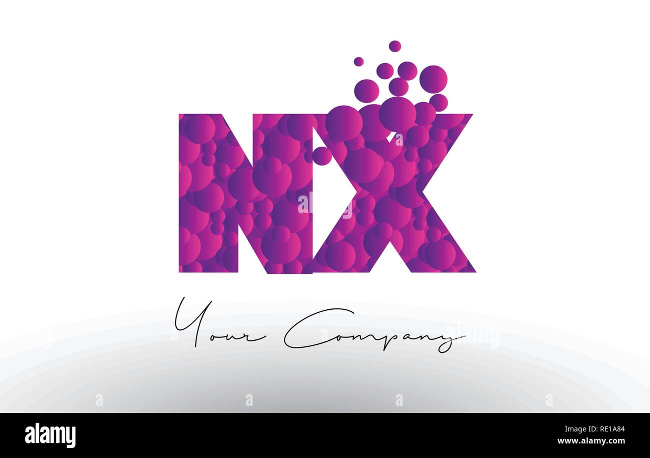 NX N X Dots Letter Logo with Purple Pink Magenta Bubbles Texture Vector ...