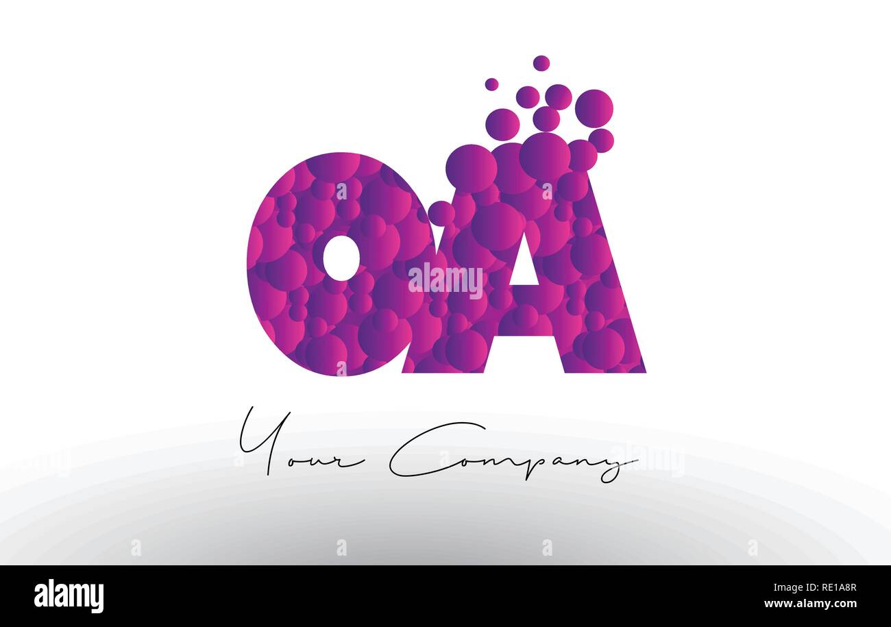OA O A Dots Letter Logo with Purple Pink Magenta Bubbles Texture Vector ...