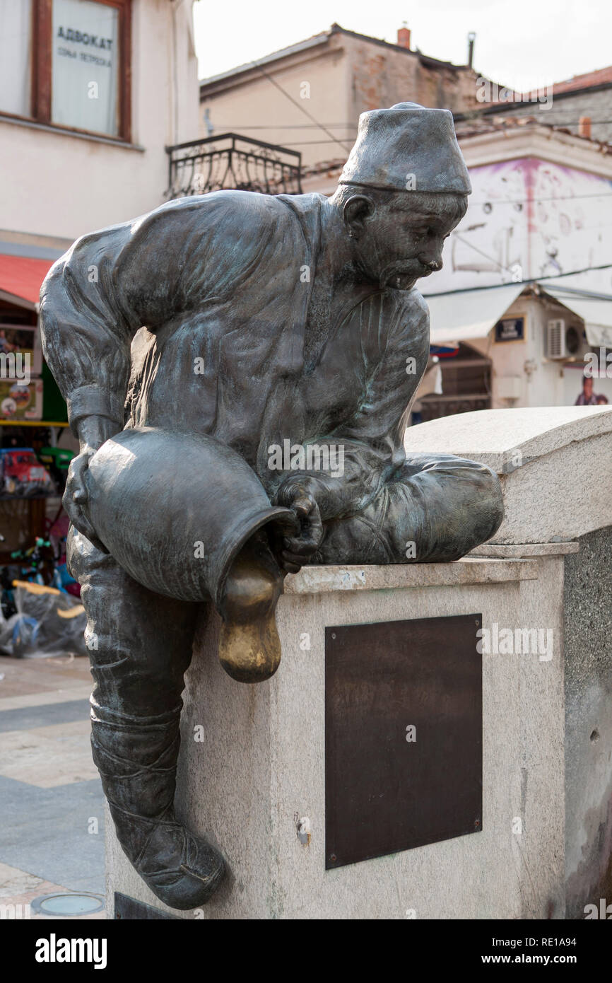 Prilep; sculpture on the fountain, Macedonia, Eastern Europe Stock Photo