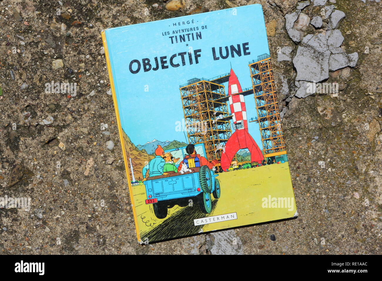 BRUSSELS, BELGIUM - JULY 2, 2018.: Tintin comic hero, comics book - Illustrative editorial. Stock Photo