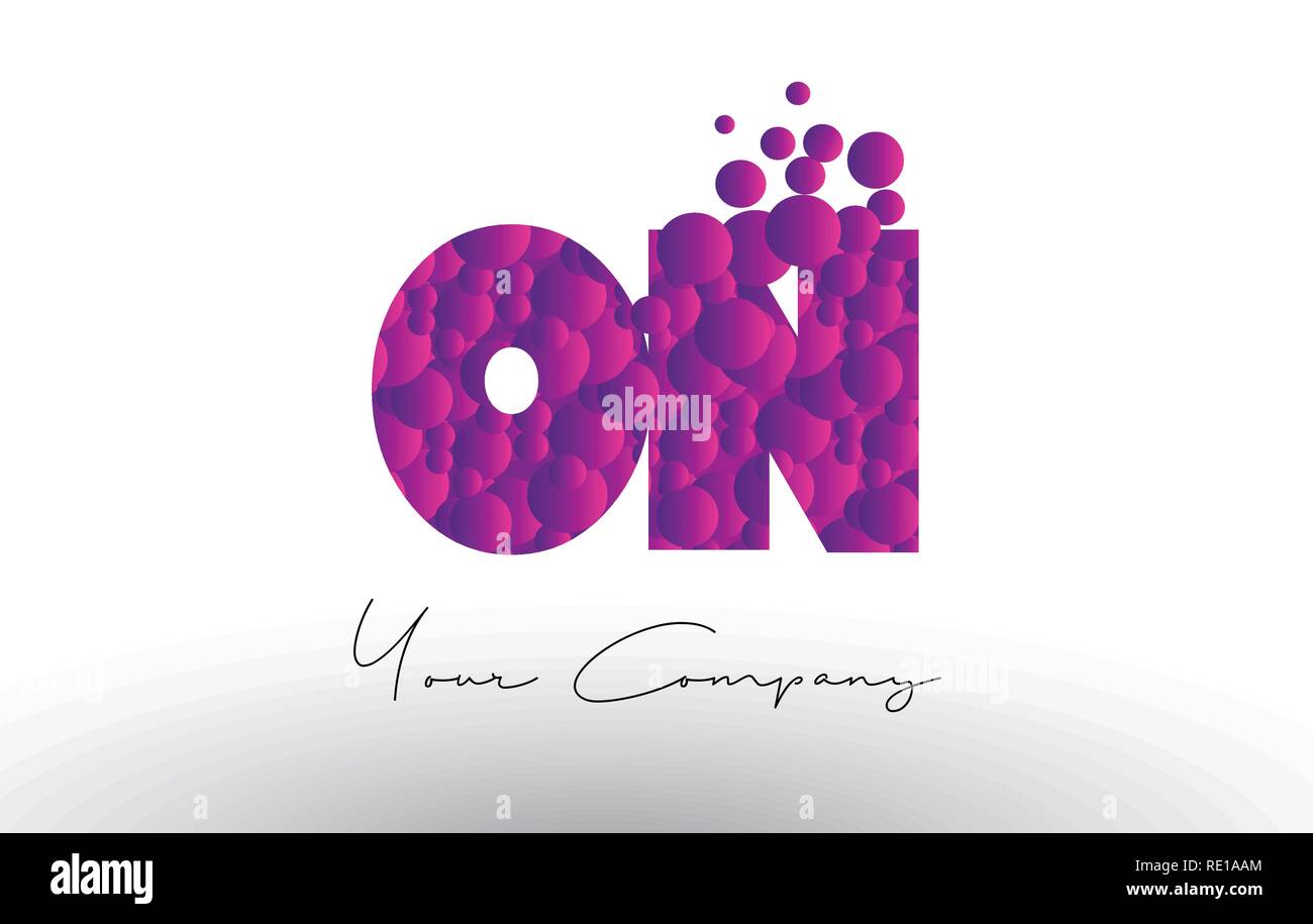 ON O N Dots Letter Logo with Purple Pink Magenta Bubbles Texture Vector ...