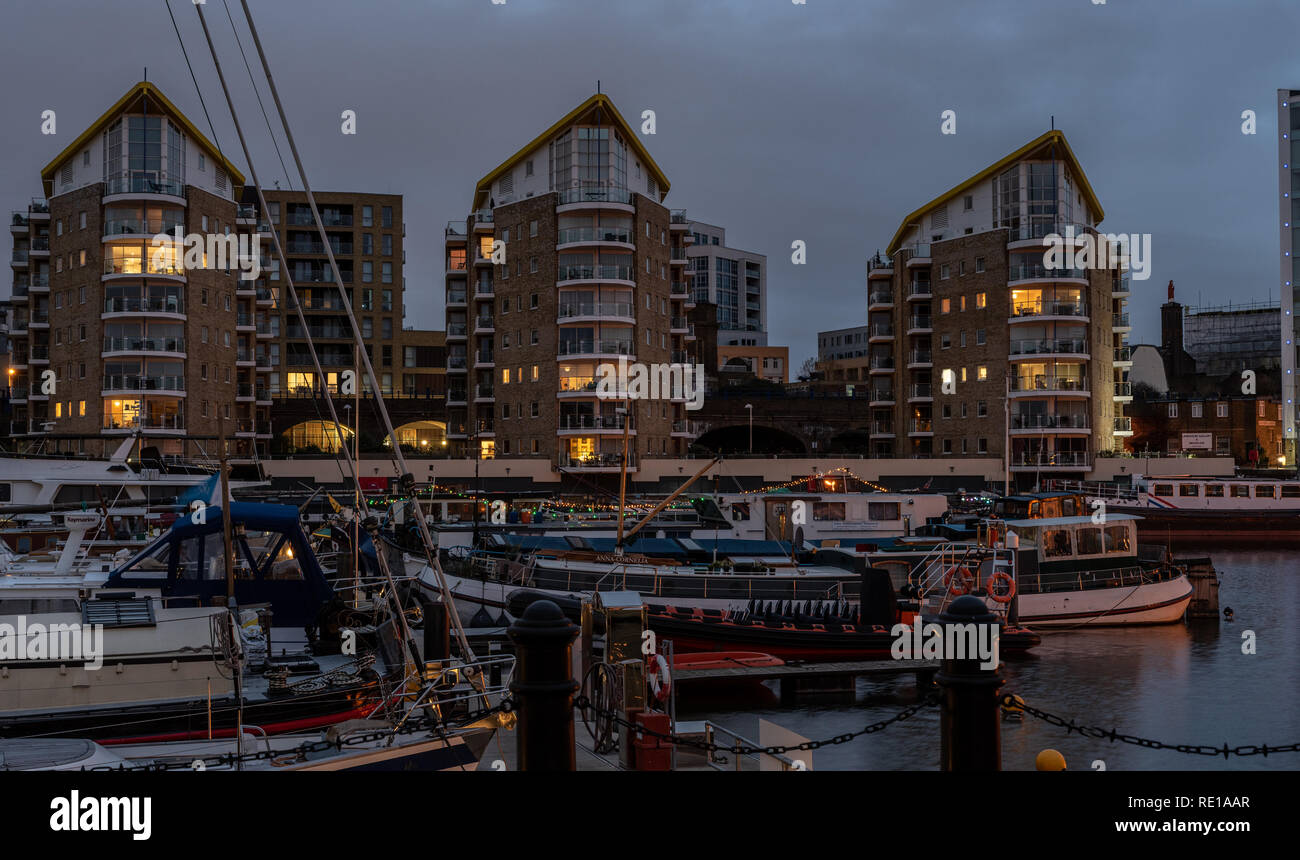 Limehouse Marina in the very early morning Stock Photo