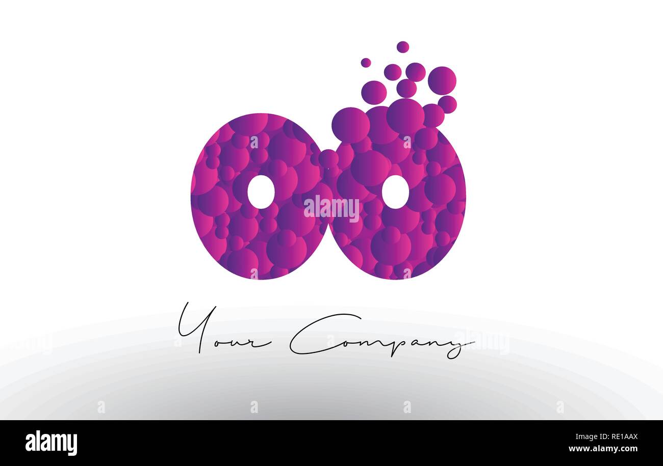 OO O Dots Letter Logo with Purple Pink Magenta Bubbles Texture Vector ...