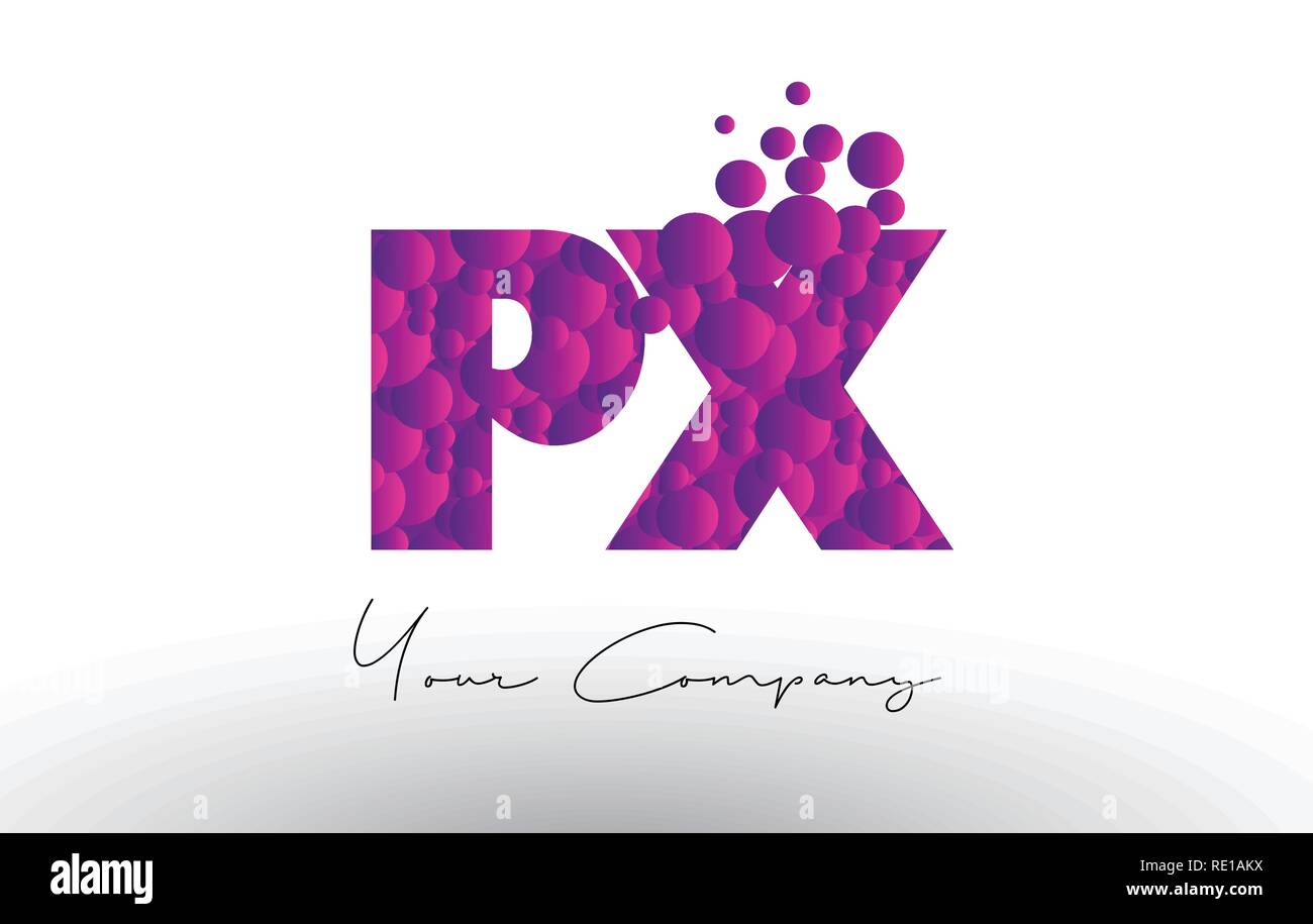 PX P X Dots Letter Logo with Purple Pink Magenta Bubbles Texture Vector ...