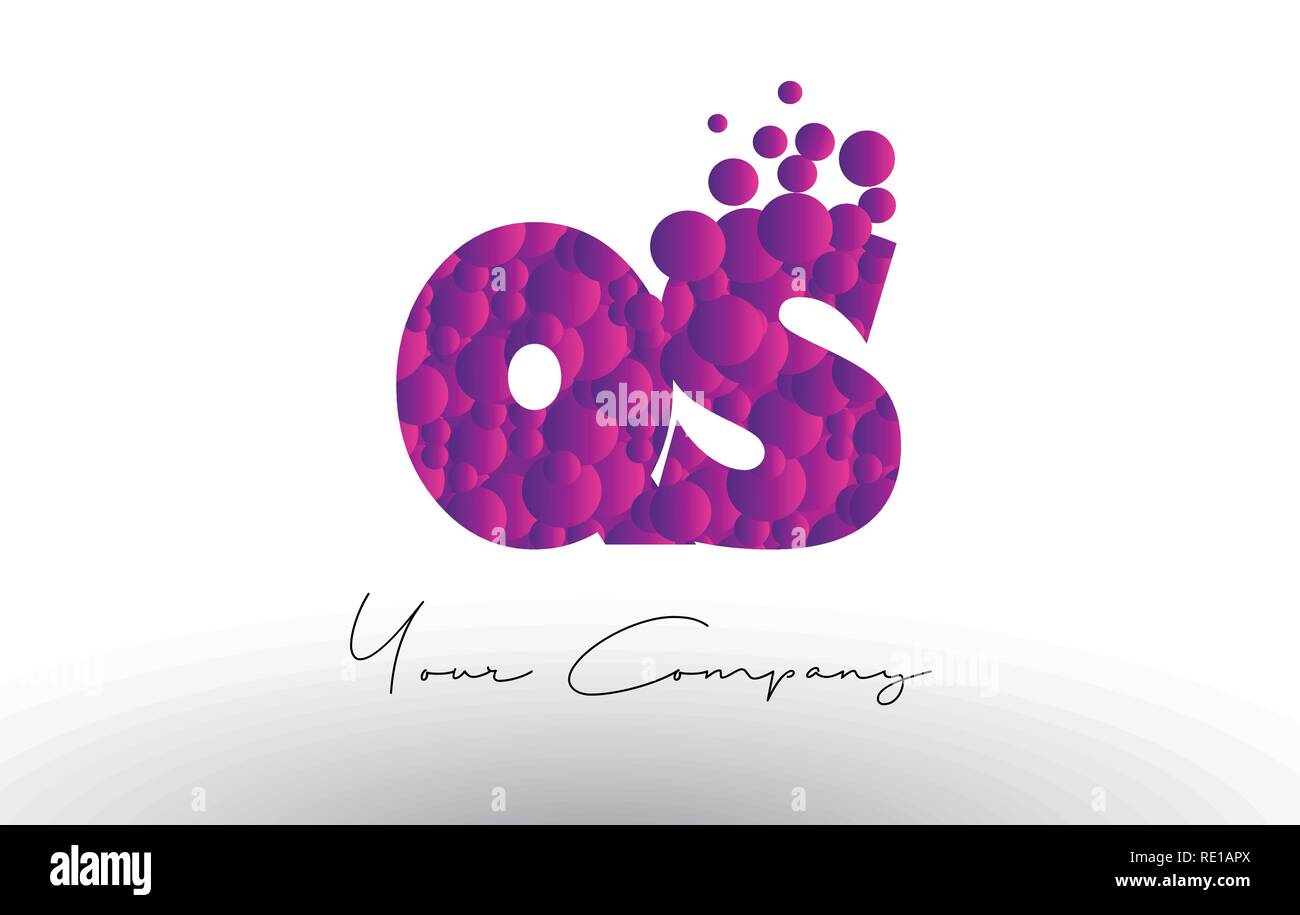 QS Q S Dots Letter Logo with Purple Pink Magenta Bubbles Texture Vector ...